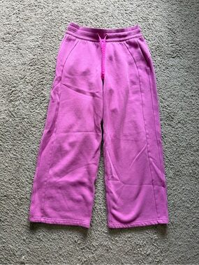 $118 lululemon pink pow tone scuba mid rise wide leg pant jogger size small